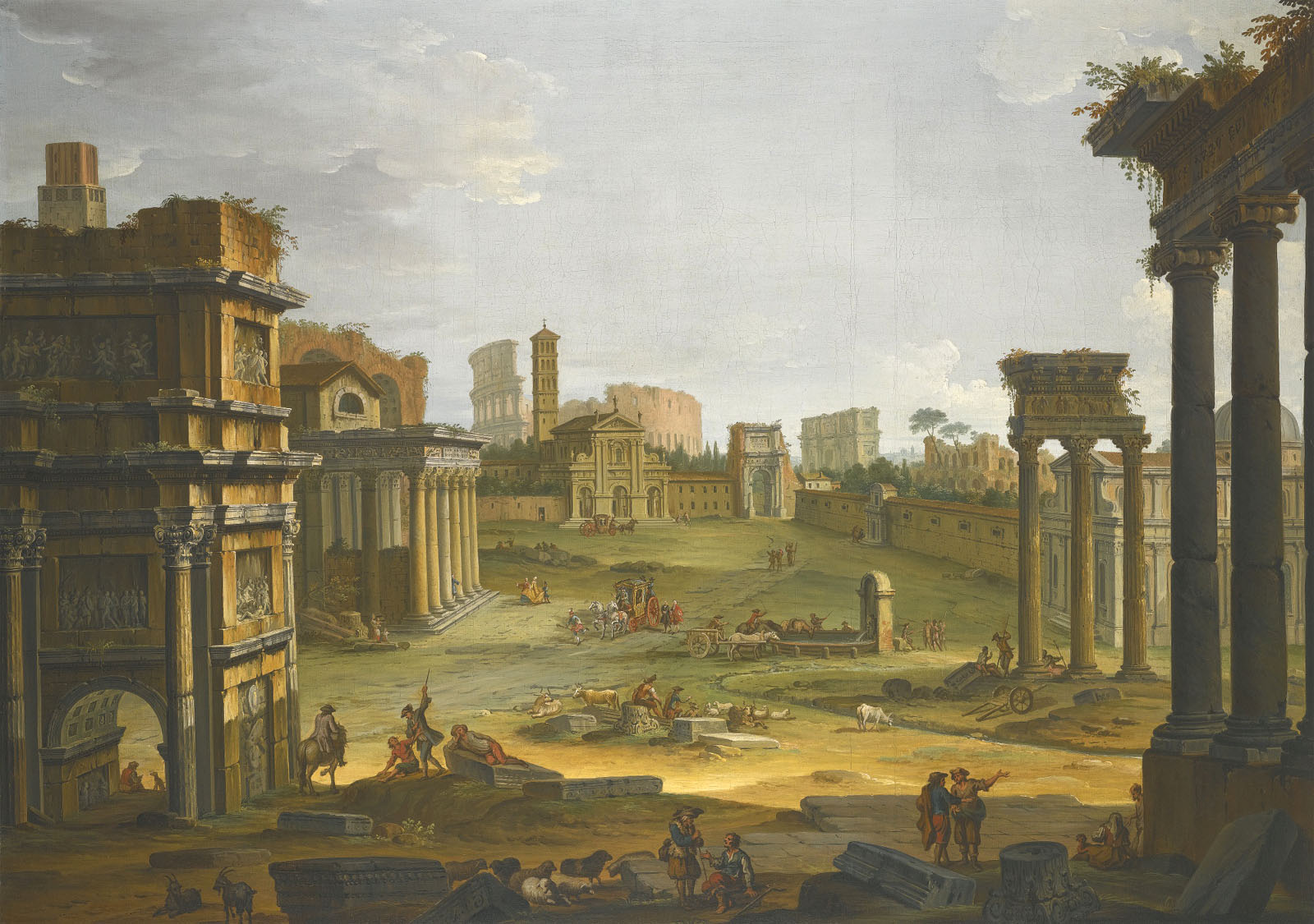 Antonio Joli,Vue du forum - Campo Vaccino - et le Colisée (1720-1770, date indéterminée)